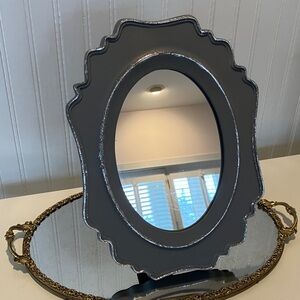 NWT CONCEPTS Ornate Oval Tabletop Mirror With Silver Trim